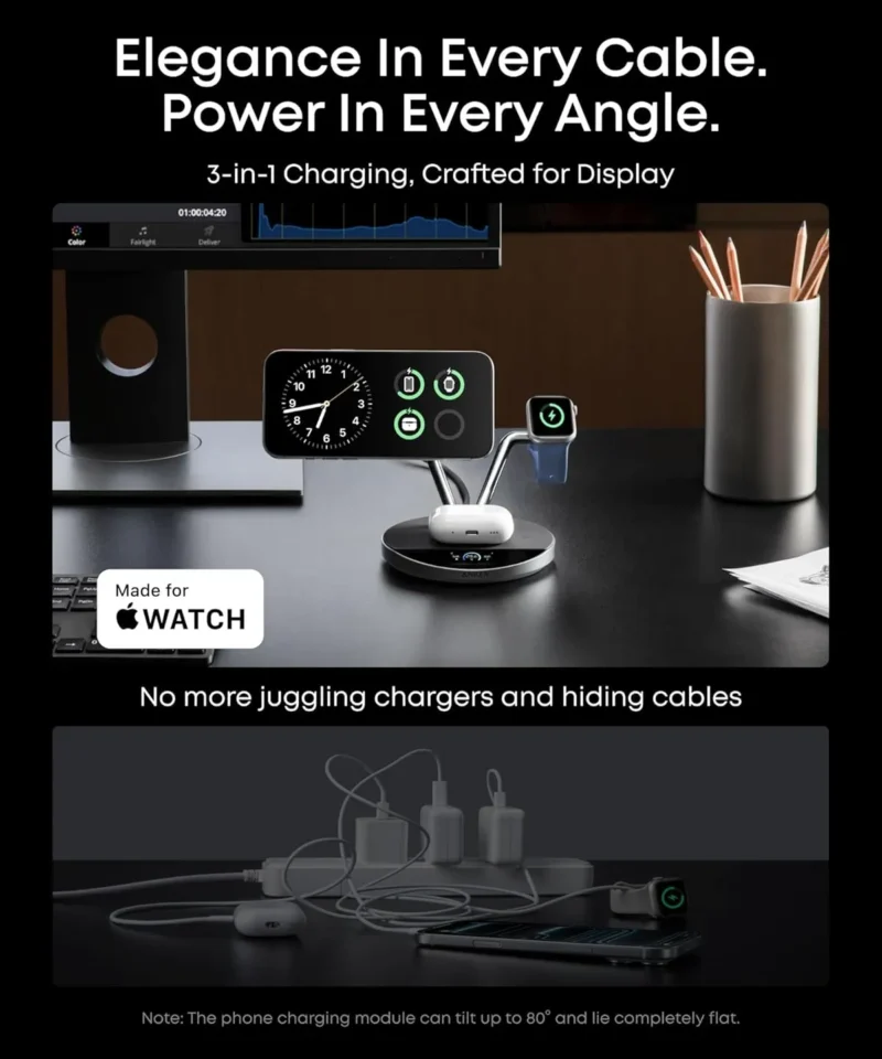 شارژر وایرلس 3 کاره انکر Anker Prime Wireless Charging Station 25W A25X7 - Image 4